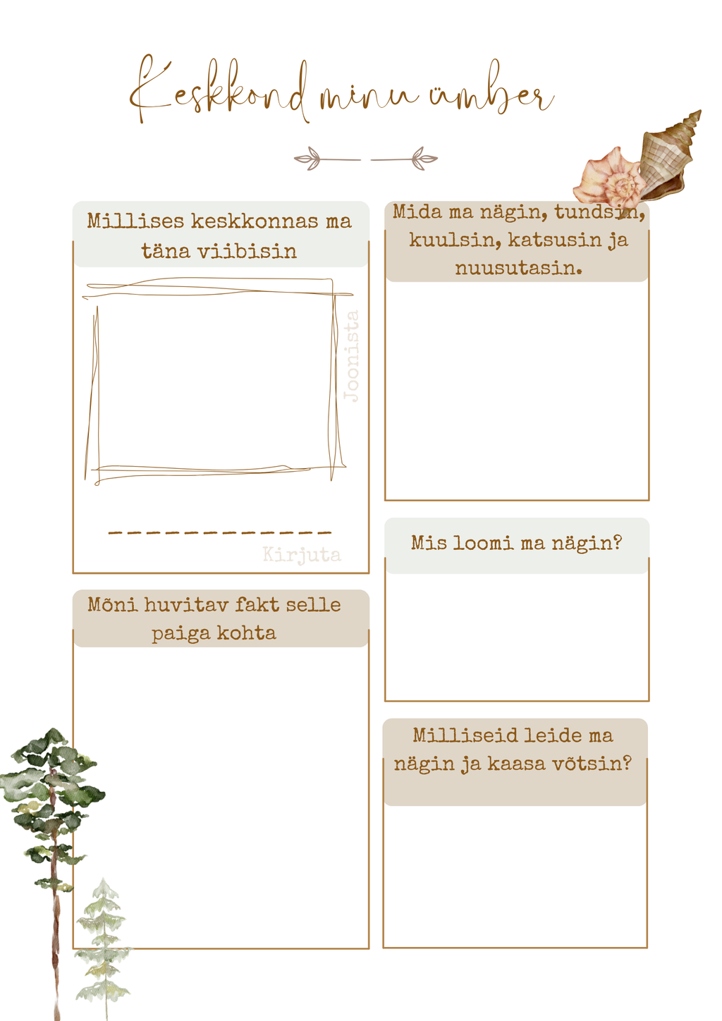 🌿 Looduspäevik lastele (prinditav PDF)