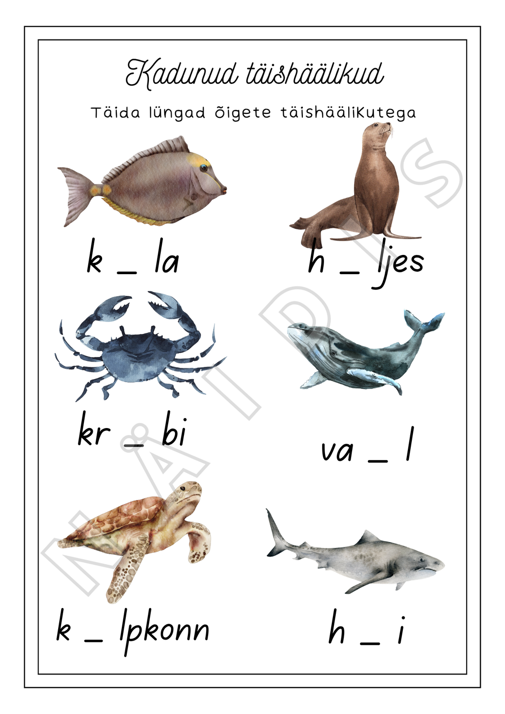 Ookeani õppekomplekt (prinditav PDF)