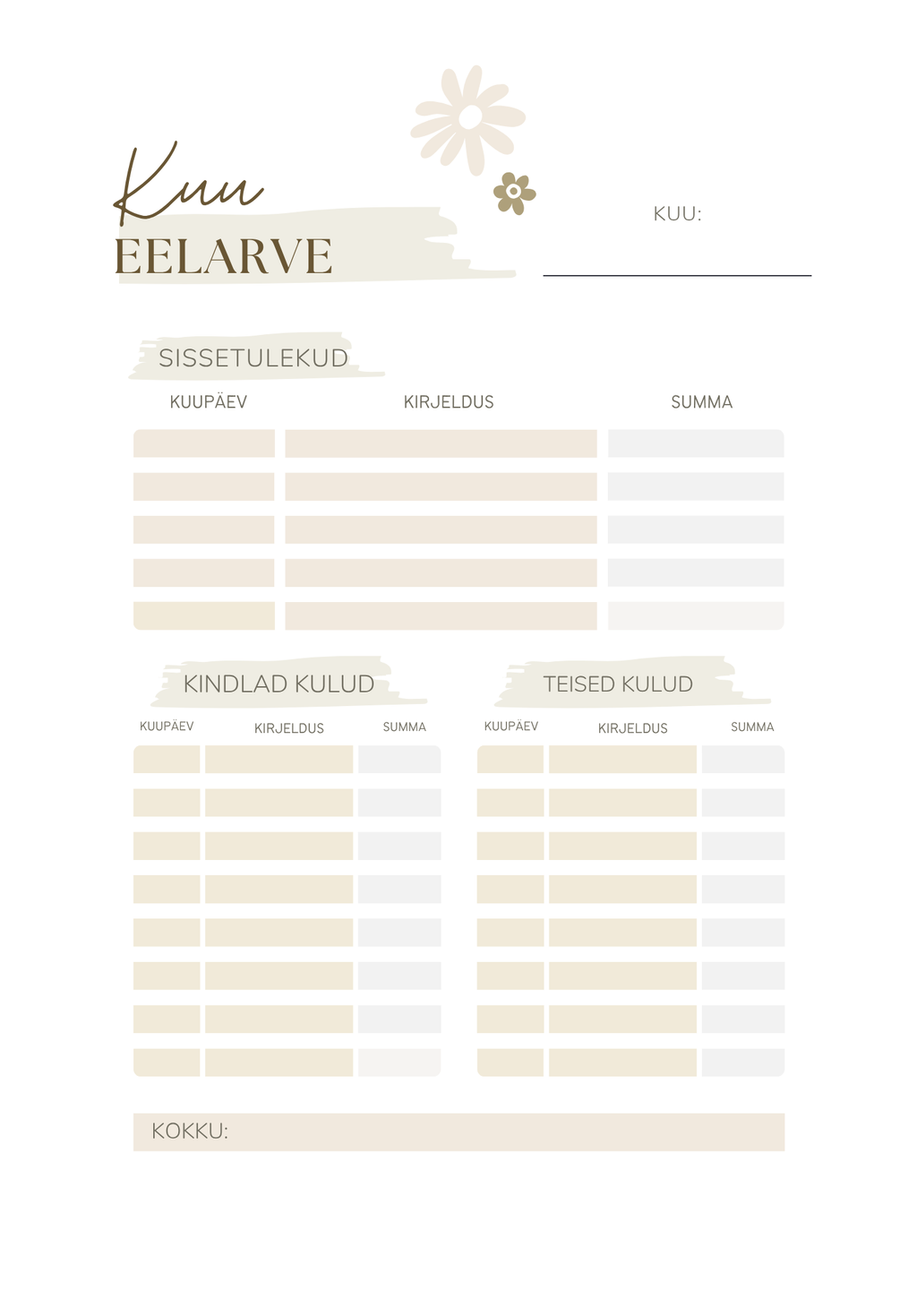 Märkmik & planeerija (23 lehte, prinditav PDF)