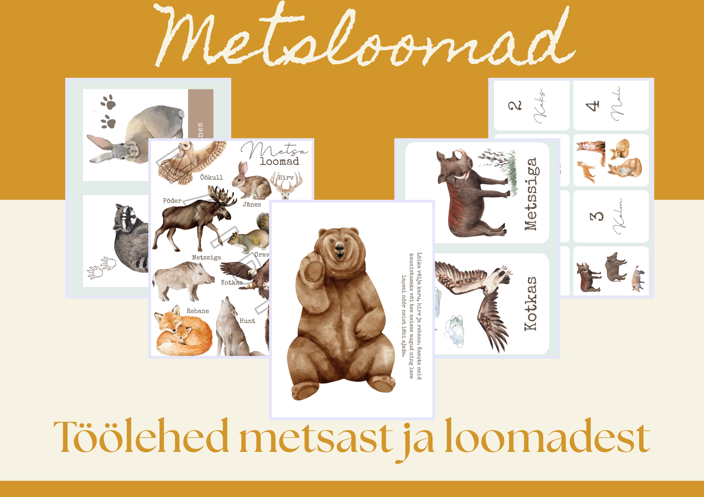 Metsloomade õppekomplekt (prinditav PDF)