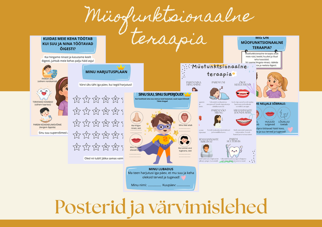 Müofunktsionaalsed töölehed lastele (4–7 a) | Nina hingamine ja kõne areng | Prinditav PDF