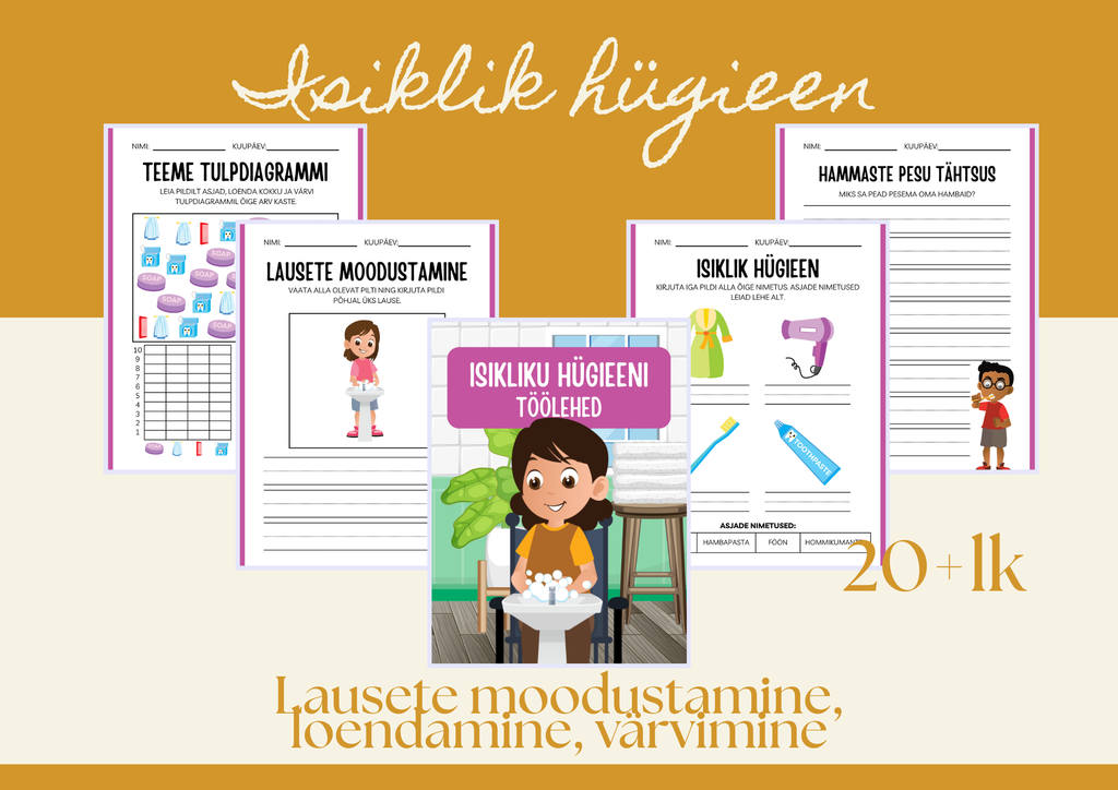 Isikliku hügieeni töölehed lastele – õppematerjal (PDF)